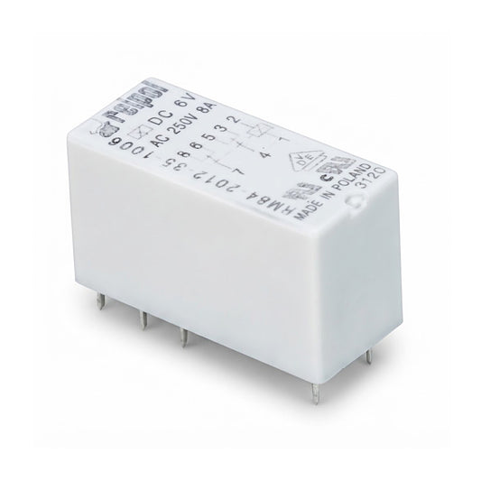 Relè elettronico di potenza Relpol RM84 6VDC 8A DPDT con contatti AgNi per circuito stampato