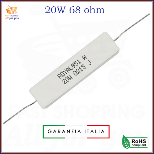 Resistenza ceramica Royal 20W 68 Ohm assiale a filo