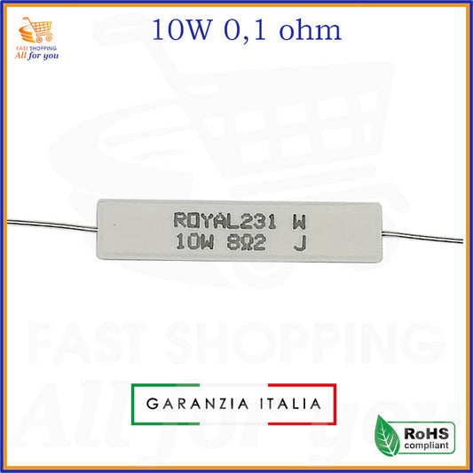 Resistenza a filo 0,10 Ohm 10W ROYAL in ceramica