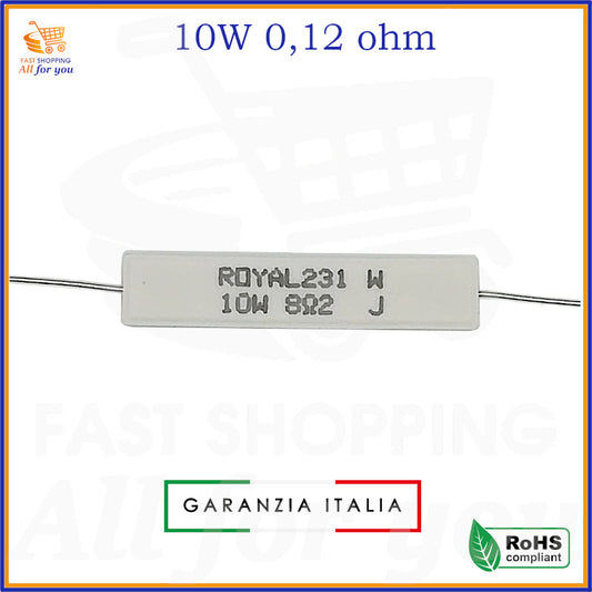 Resistenza a filo 0,12 Ohm 10W ROYAL in ceramica