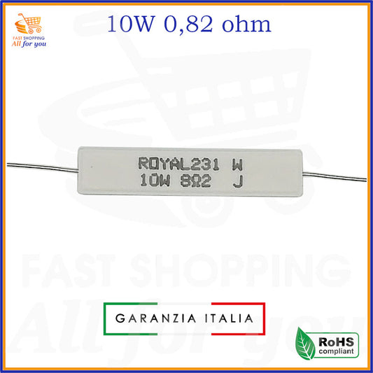 Resistenza 0,82 Ohm 10W ceramica ROYAL