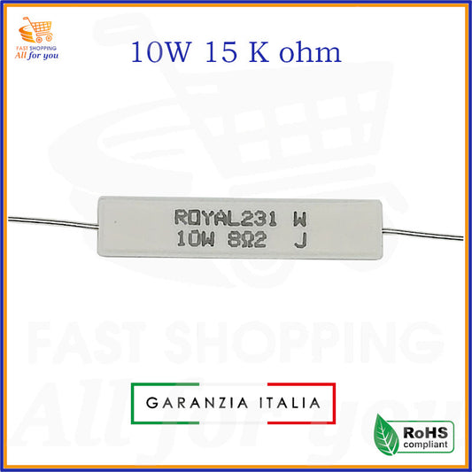 Resistenza ceramica a filo 15K Ohm 10W ROYAL