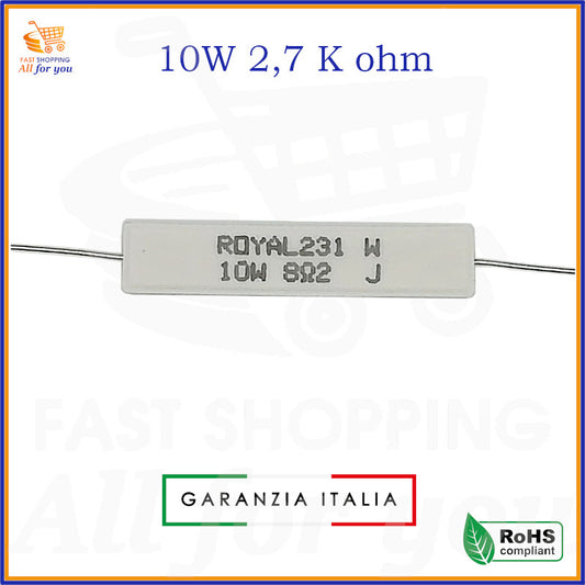 Resistenza ceramica a filo 2,7K Ohm 10W ROYAL