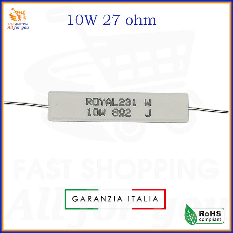 Resistenza ceramica a filo 27 Ohm 10W ROYAL