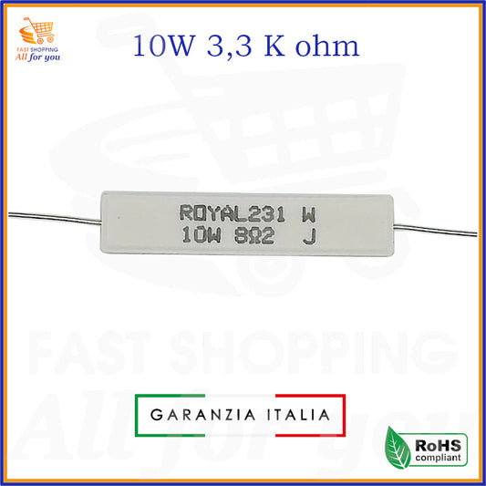 Resistenza ceramica a filo 3,3K Ohm 10W ROYAL