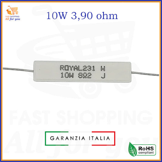Resistenza a filo 3,9 Ohm 10W ROYAL in ceramica