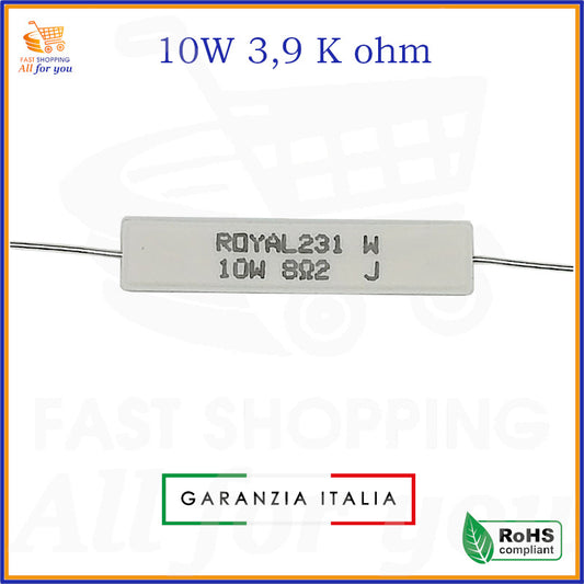 Resistenza ceramica a filo 3,9K Ohm 10W ROYAL
