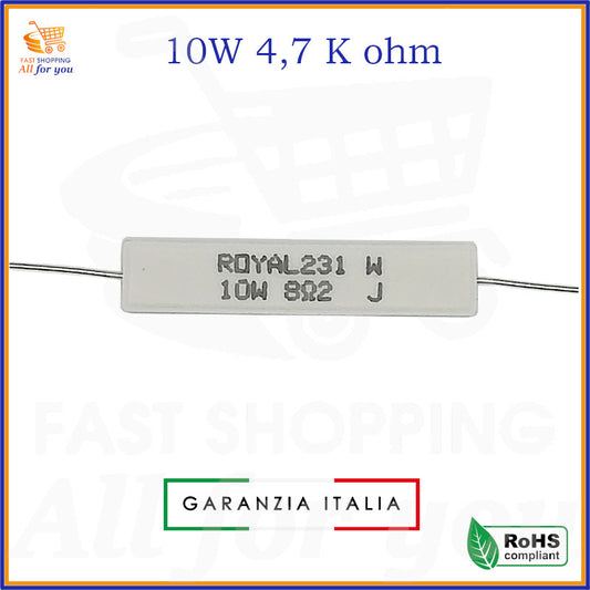 Resistenza ceramica a filo 4,7K Ohm 10W ROYAL