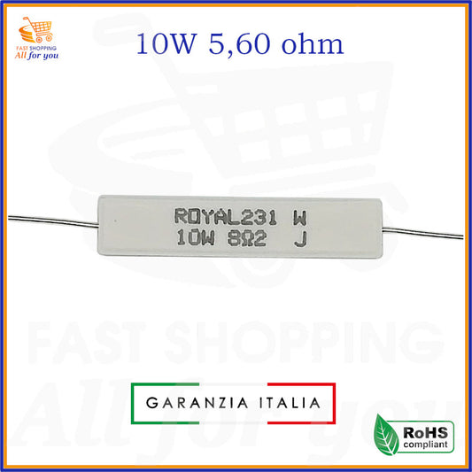 Resistenza a filo 5,6 Ohm 10W ROYAL in ceramica