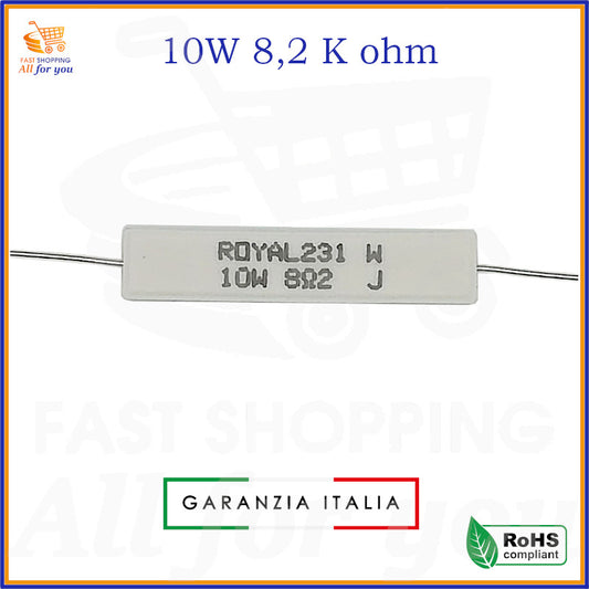 Resistenza ceramica a filo 8,2K Ohm 10W ROYAL