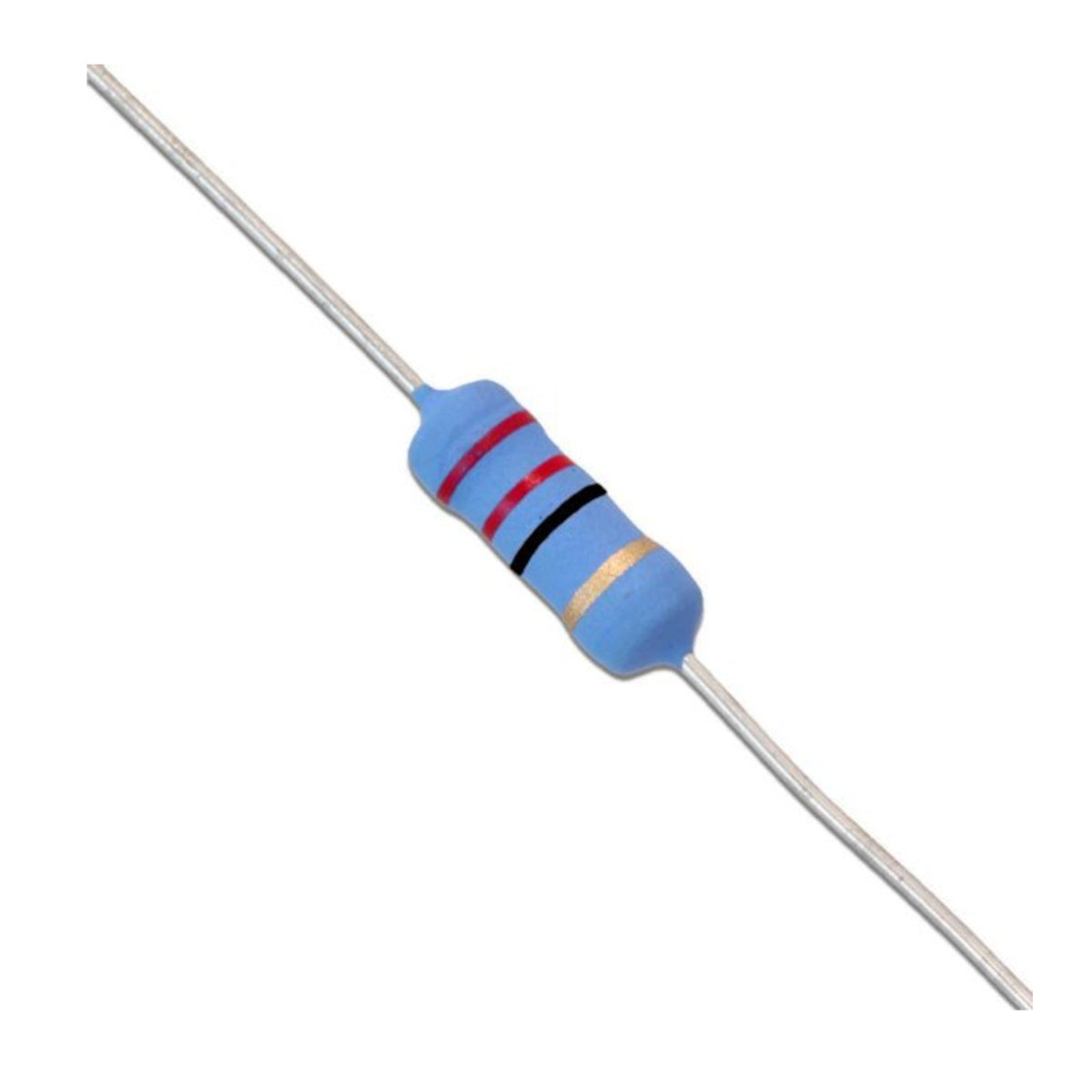 Resistenza a ossido di metallo 1 Ohm 2W con corpo ceramico e terminali assiali per montaggio PTH su circuito stampato