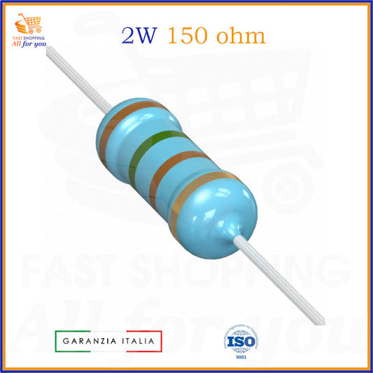 Resistenza 150 Ohm 2W ±5% assiale in ossido di metallo