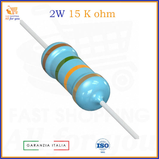 Resistenza 15 kOhm 2W ±5% assiale ossido di metallo