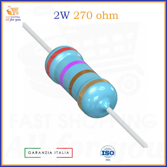 Resistenza 270 Ohm 2W ±5% assiale in ossido di metallo