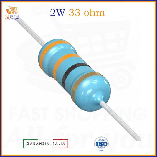 Resistenza assiale 33 Ohm 2W ossido di metallo ±5%