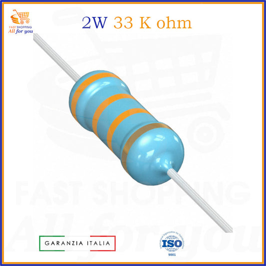 Resistenza 33 kOhm 2W ±5% assiale ossido di metallo