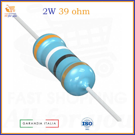 Resistenza assiale 39 Ohm 2W ±5% ossido di metallo
