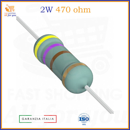 Resistenza 470 Ohm 2W ±5% assiale in ossido di metallo