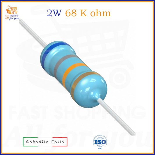 Resistenza 68 kOhm 2W ±5% assiale ossido di metallo