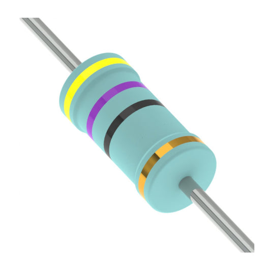 Resistenza a ossido di metallo 47 Ohm 2W con corpo ceramico e terminali assiali per montaggio PTH su circuito stampato