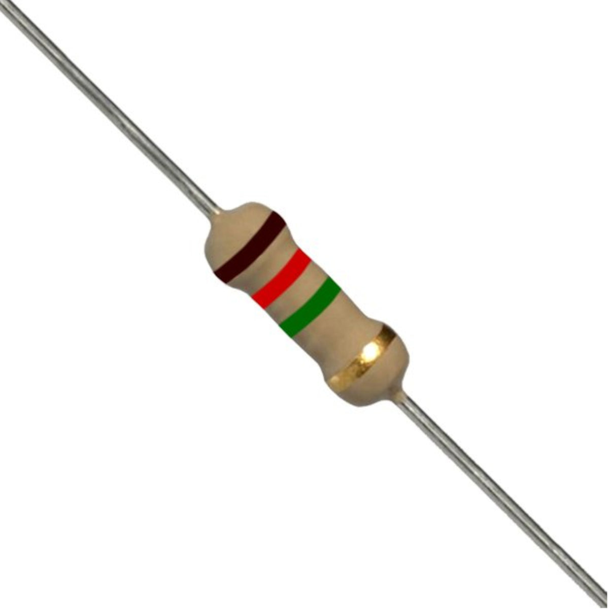 Resistenza a strato di carbone 1,2 M Ohm 1/4W con terminali assiali per montaggio PTH su circuito stampato