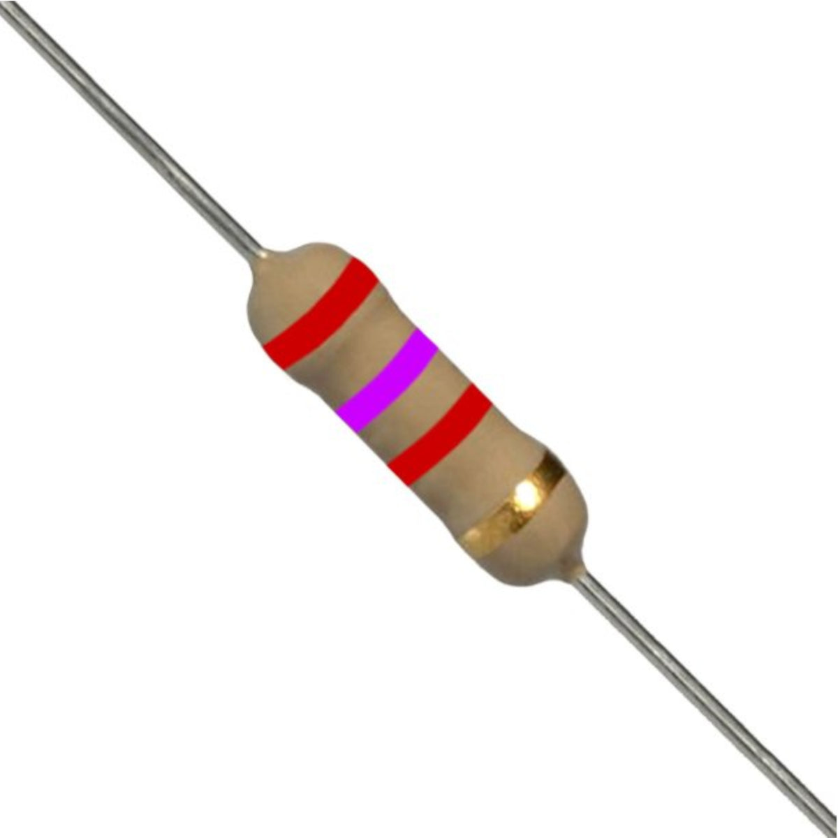Resistenza a strato di carbone 2,7K Ohm 1/2W con terminali assiali per montaggio PTH su circuito stampato