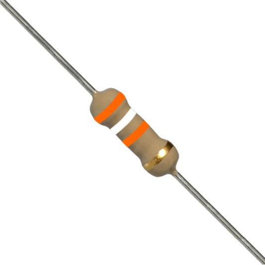 Resistenza a strato di carbone 39 K Ohm 1/4W con terminali assiali per montaggio PTH su circuito stampato