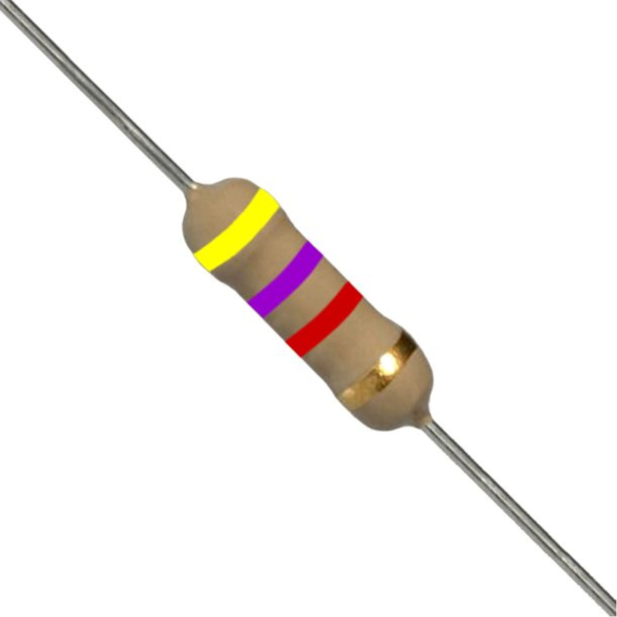 Resistenza a strato di carbone 4,7K Ohm 1/2W con terminali assiali per montaggio PTH su circuito stampato