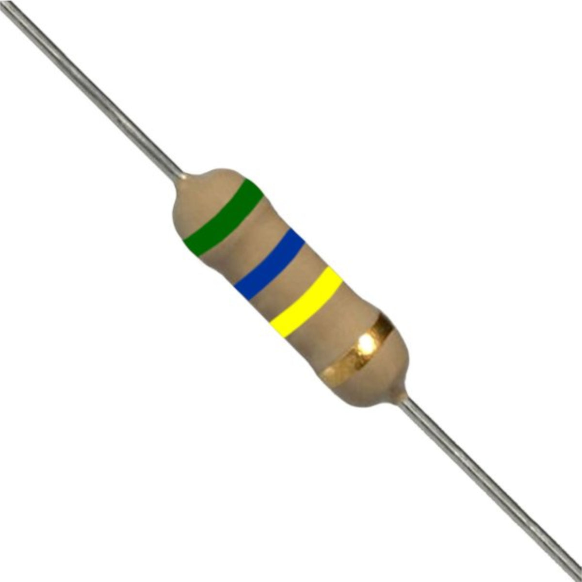 Resistenza a strato di carbone 560K Ohm 1/2W con terminali assiali per montaggio PTH su circuito stampato