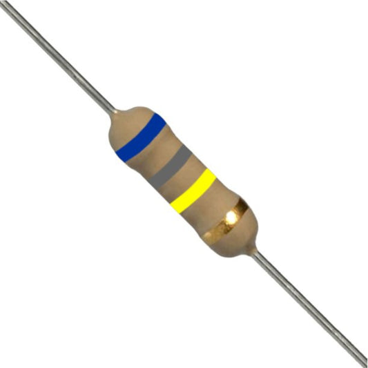 Resistenza a strato di carbone 680K Ohm 1/2W con terminali assiali per montaggio PTH su circuito stampato