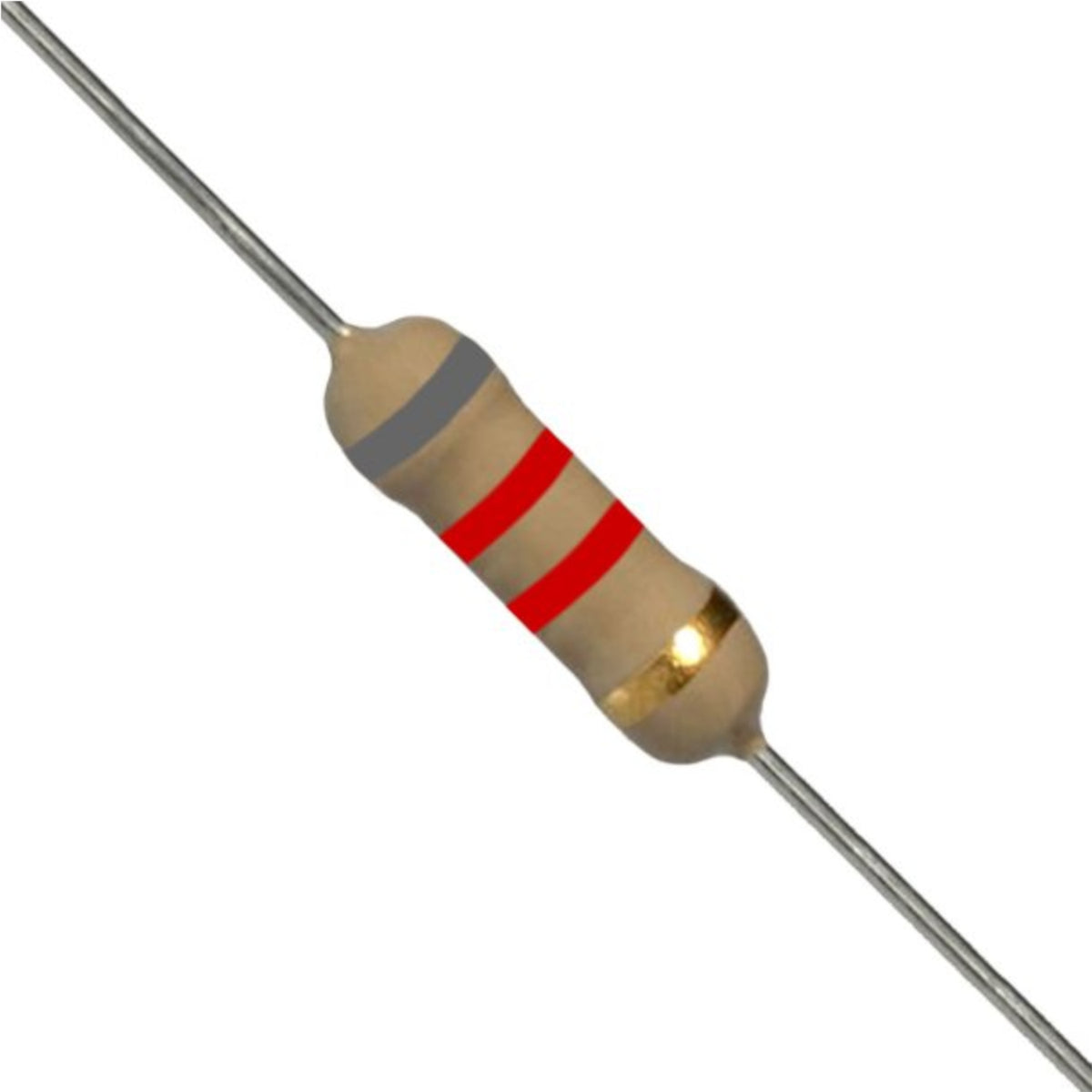 Resistenza a strato di carbone 8,2K Ohm 1/2W con terminali assiali per montaggio PTH su circuito stampato