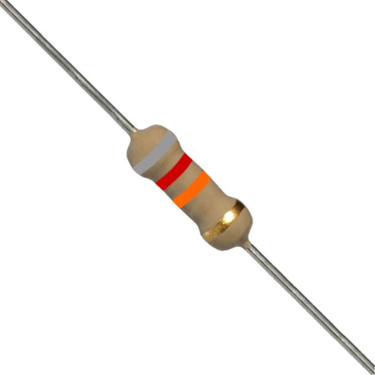 Resistenza a strato di carbone 82 K Ohm 1/4W con terminali assiali per montaggio PTH su circuito stampato