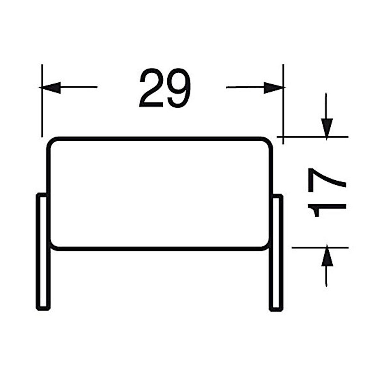 Schema tecnico quotato con le dimensioni di 29 x 17 mm della batteria ricaricabile Ni-Mh 2/3AF