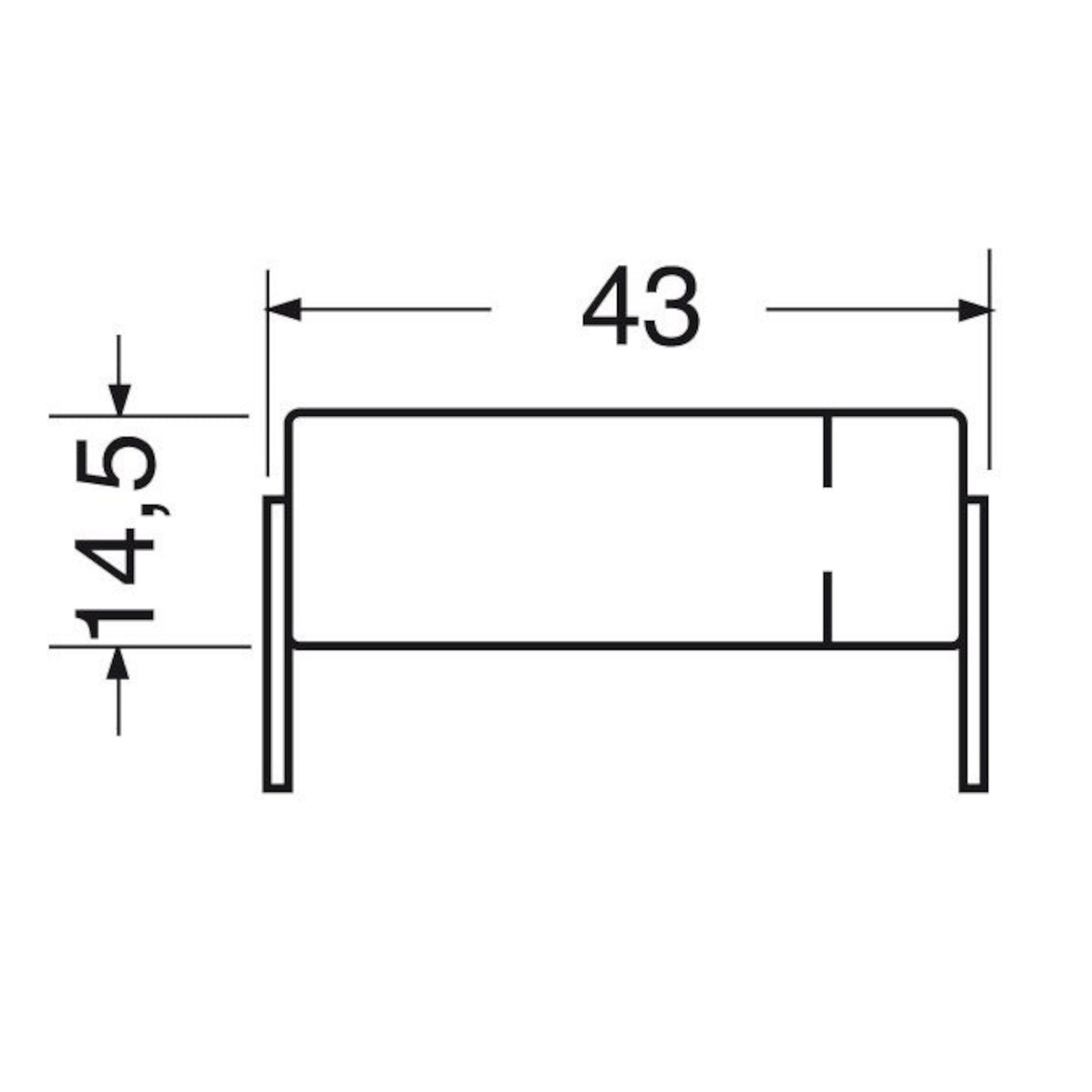 Disegno tecnico con quotature e dimensioni dei terminali per batteria ricaricabile Ni-Mh formato 4/5AA