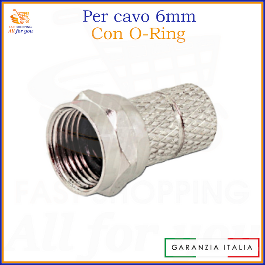 Spina F ad avvitare per cavo 6mm con O-Ring per impianti TV e SAT