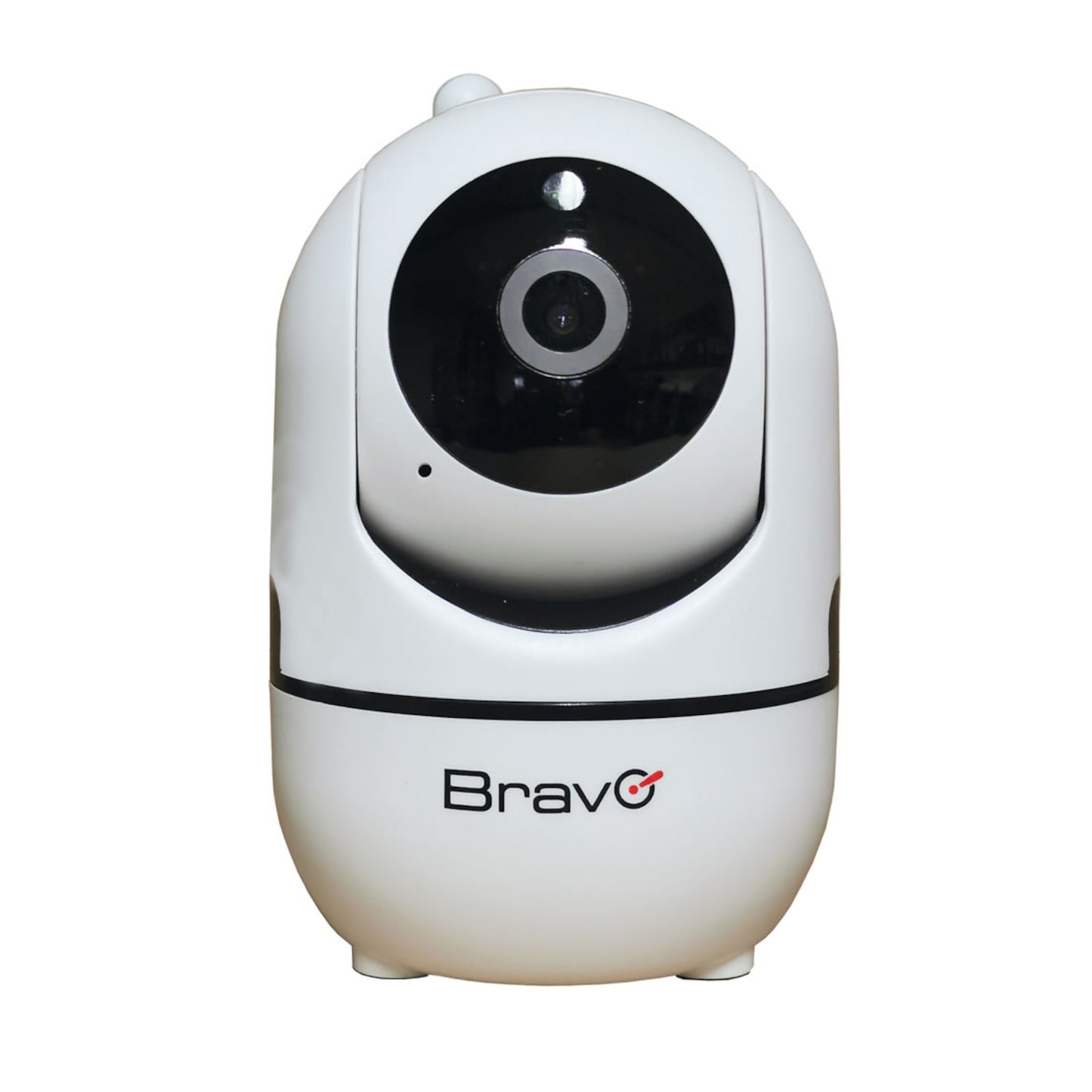Telecamera IP WiFi motorizzata da interno Bravo Nanà Pro Full HD 1080p di colore bianco, con funzione di tracciamento intelligente e visione notturna a infrarossi.