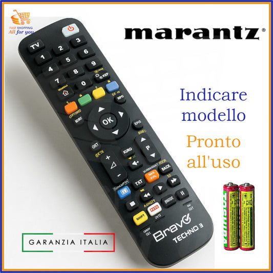 Telecomando Bravo Techno 3 programmato per televisori Marantz, con pile incluse