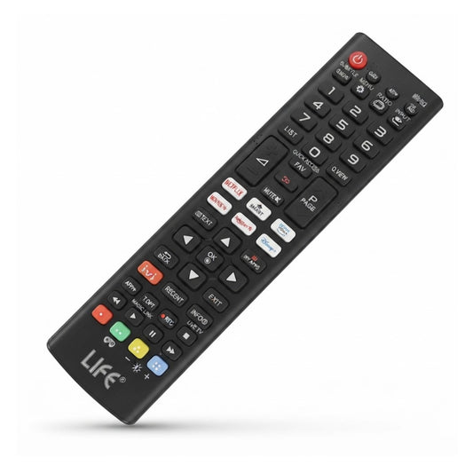 Telecomando sostitutivo preprogrammato nero compatibile con TV LG LCD, LED e Plasma, pronto all'uso senza configurazione.
