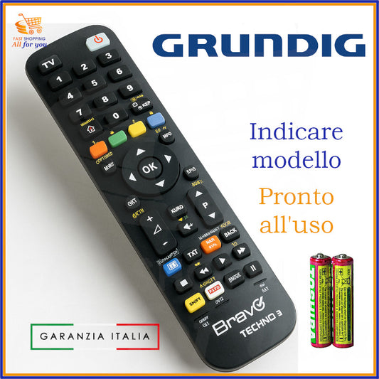 Telecomando Bravo Techno 3 compatibile Grundig: TV, DVD, Decoder, Hi-Fi, programmabile per più dispositivi