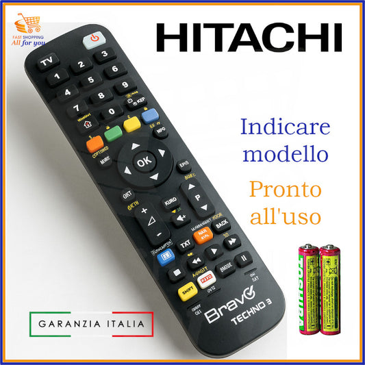 Telecomando Bravo Techno 3 compatibile Hitachi: TV, decoder, SAT, AUX, programmabile fino a 3 dispositivi