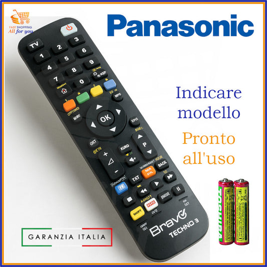 Telecomando Bravo Techno 3 compatibile Panasonic: TV, decoder, DVD, VCR e Hi-Fi, già programmato