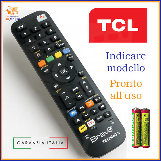 Telecomando Bravo Techno 3 compatibile con TV TCL, programmato e pronto all’uso