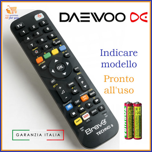 Telecomando universale Bravo Techno 3 compatibile Daewoo per TV, VCR e DVD con pile incluse