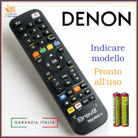 Telecomando universale Bravo Techno 3 compatibile Denon con pile incluse