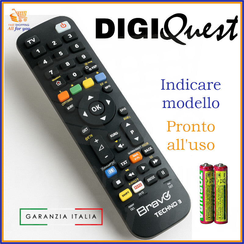 Telecomando universale Bravo Techno 3 compatibile con decoder Digiquest già programmato