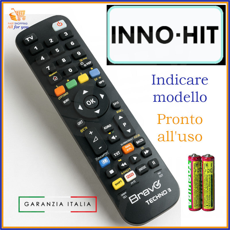 Telecomando universale Bravo Techno 3 compatibile con TV Inno Hit già programmato e pronto all’uso