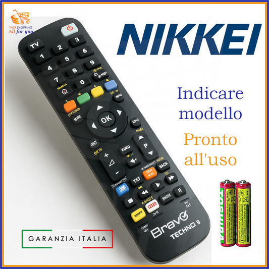 Telecomando universale Bravo Techno 3 compatibile con TV Nikkei già programmato e pronto all’uso