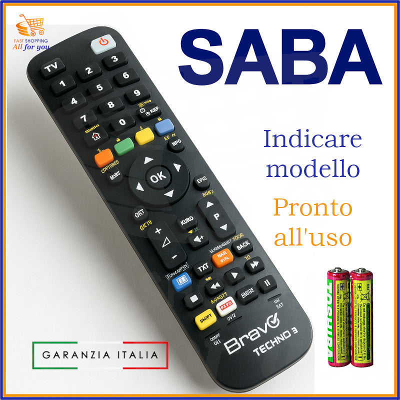Telecomando universale Bravo Techno 3 compatibile con TV Saba già programmato e pronto all’uso