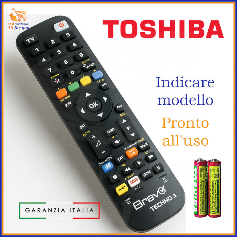 Telecomando universale Bravo Techno 3 compatibile con TV Toshiba già programmato e pronto all’uso