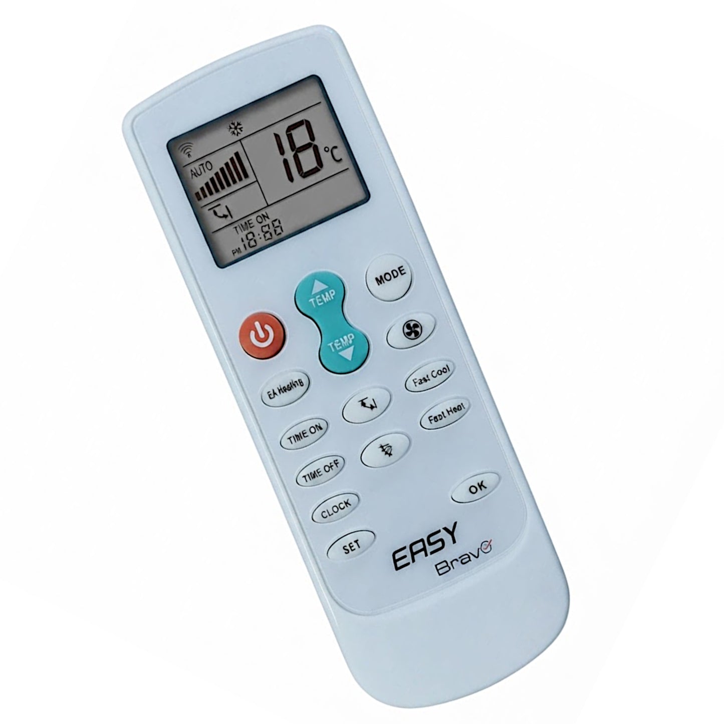 Telecomando universale per condizionatore Bravo Easy colore avorio con ampio display LCD retroilluminato, compatibile con climatizzatori di tante marche.